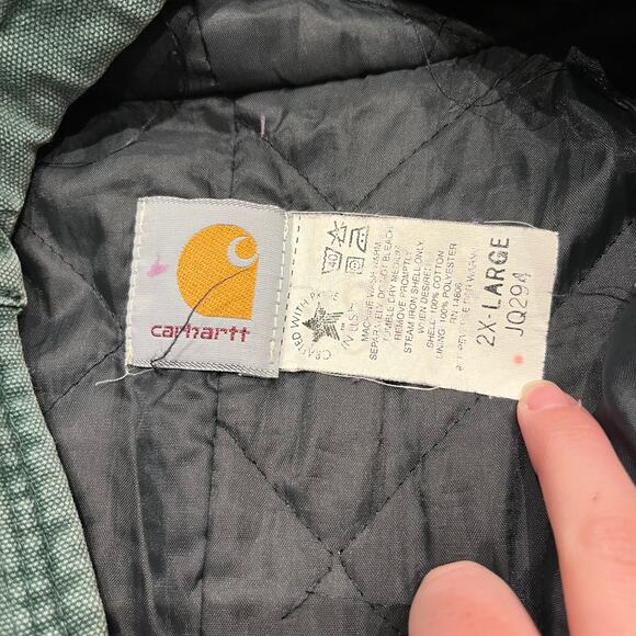 Vintage Carhartt Jacket Men's Sz 2XL Aspen Green Hooded Full Zip Made in USA - Picture 3 of 8